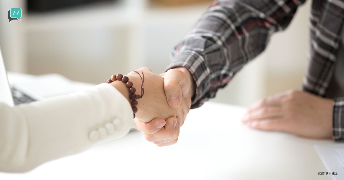 shaking hands handshake transmission physical contact halza digital health
