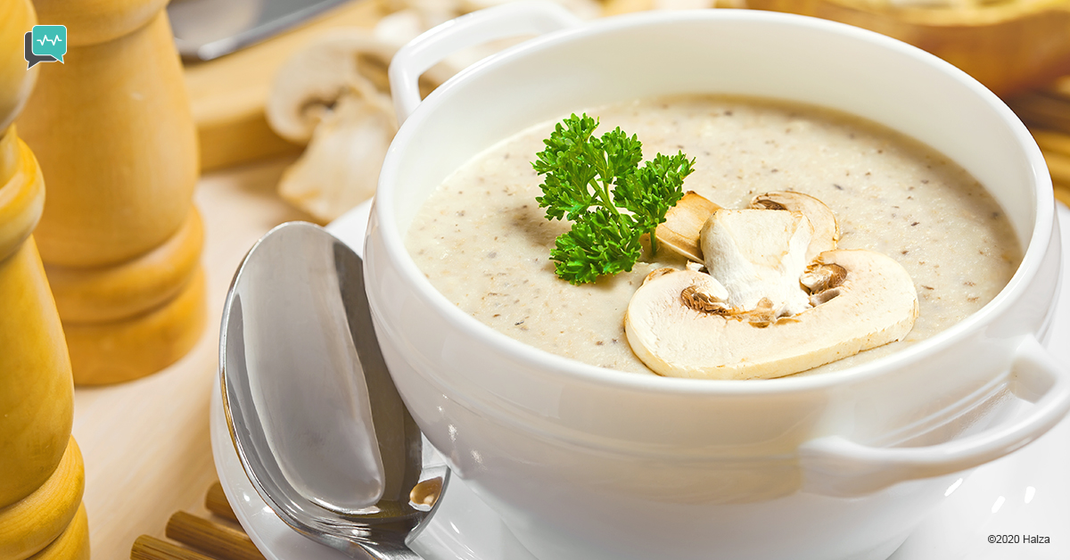 bowl of creamy mushroom soup dairy products halza digital health
